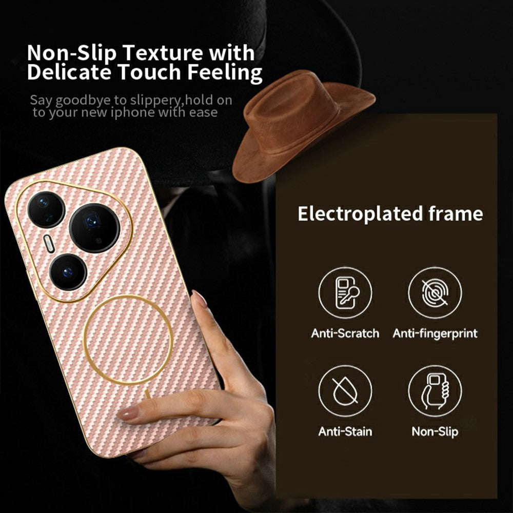 For Huawei Pura 80 Pro / 80 Pro+ Phone Case Carbon Fiber Textured Electroplated TPU Back Cover