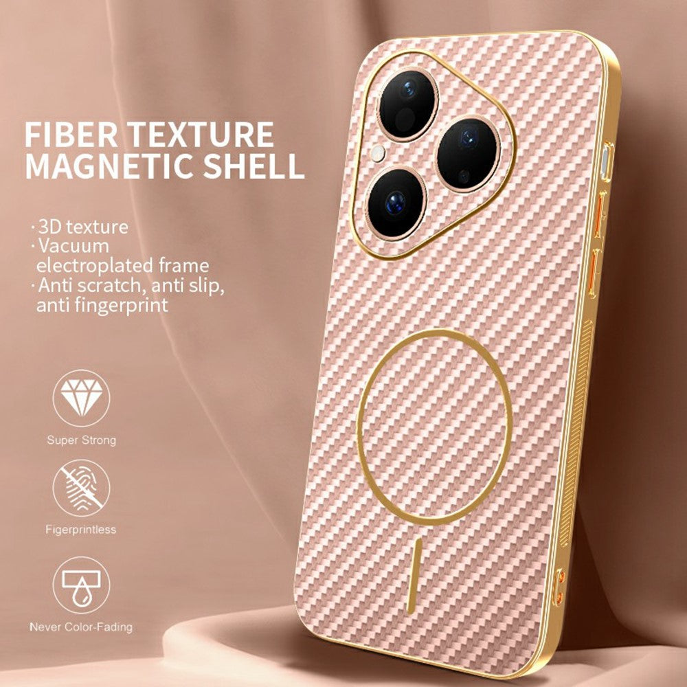 For Huawei Pura 80 Phone Case Carbon Fiber Textured Electroplated TPU Back Cover