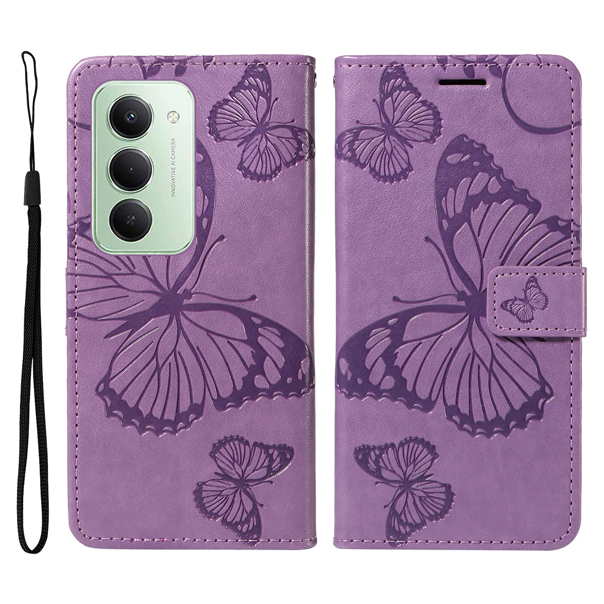 For Xiaomi Redmi 15 4G (EU) (171mm) Wallet Case Floral Butterfly Imprinted Leather Phone Cover Stand