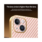 For iPhone 14 Plus Phone Case Carbon Fiber Textured Electroplated TPU Back Cover
