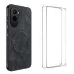 WANLONFENG For Xiaomi Poco M7 Plus 5G / M7 4G (169mm) Magnetic Case  SD Series PC TPU Phone Cover with 2Pcs Screen Film