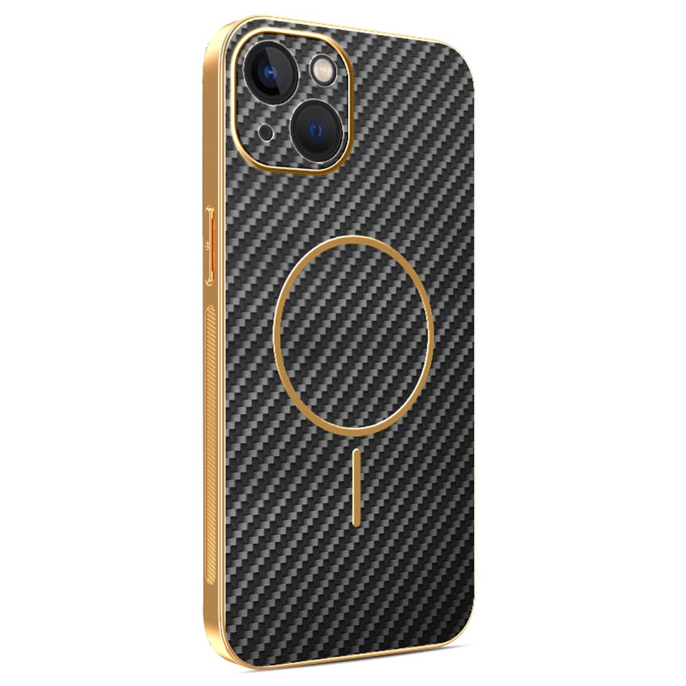 Til iPhone 13 Telefoncover Kulfibertekstureret Galvaniseret TPU Bagcover