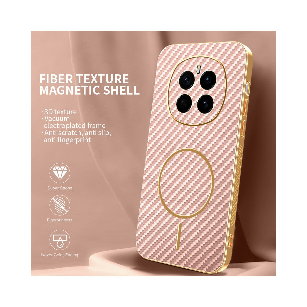 For Honor Magic7 5G Phone Case Carbon Fiber Textured Electroplated TPU Back Cover