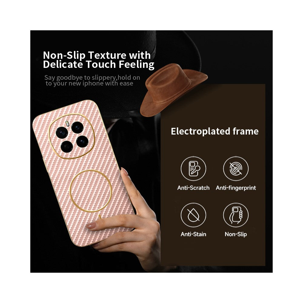 For Honor Magic7 5G Phone Case Carbon Fiber Textured Electroplated TPU Back Cover