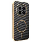 For Honor Magic7 5G Phone Case Carbon Fiber Textured Electroplated TPU Back Cover