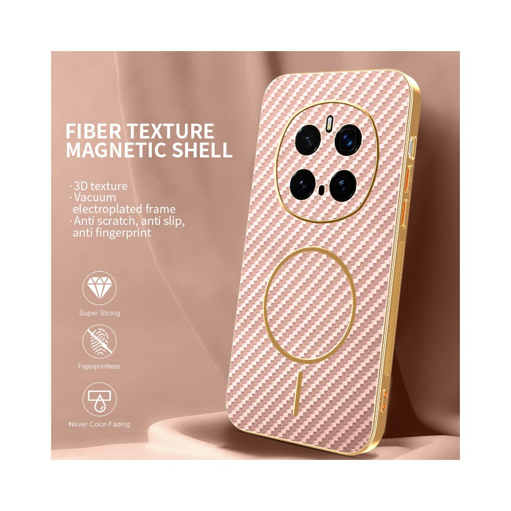For Honor Magic7 Pro 5G Phone Case Carbon Fiber Textured Electroplated TPU Back Cover
