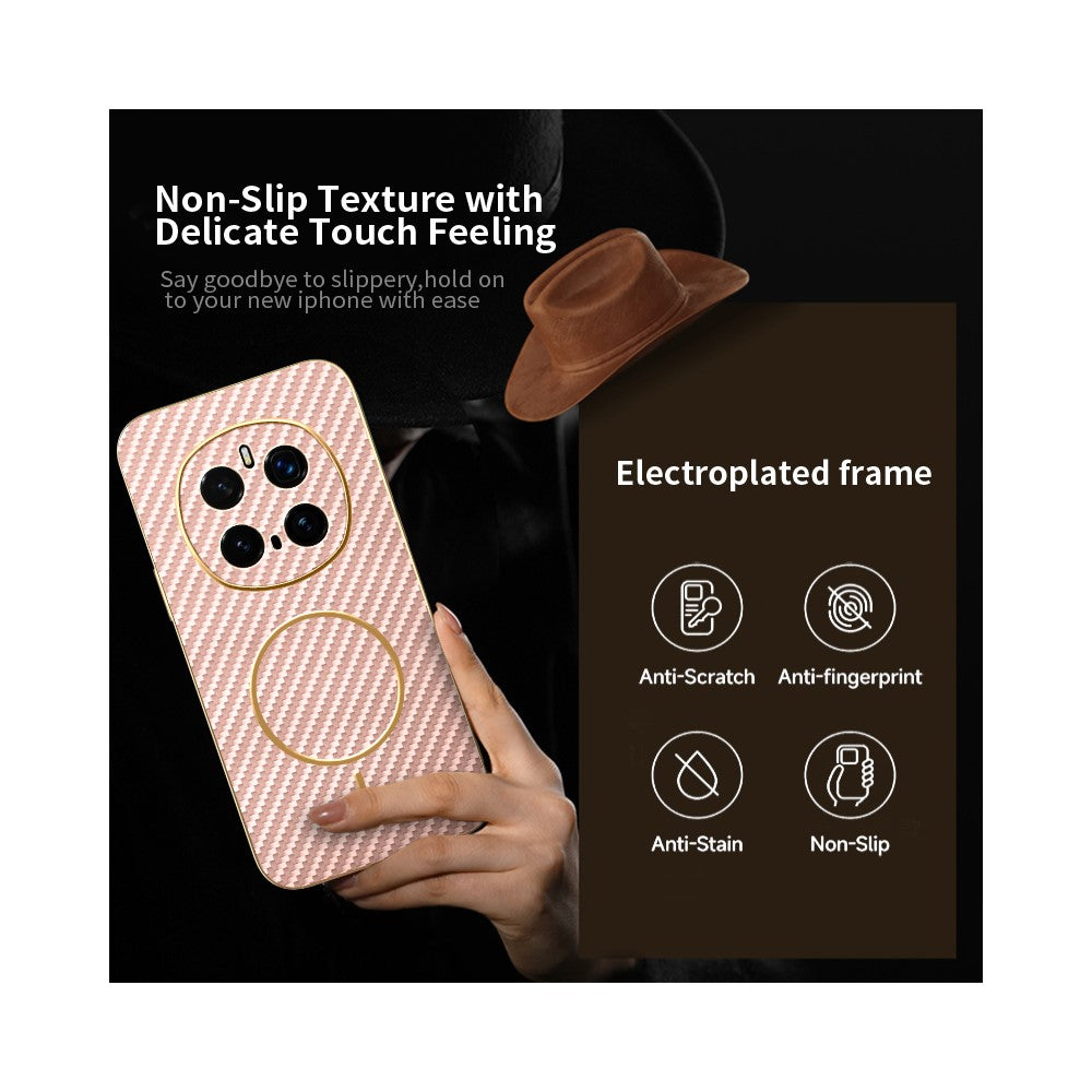 For Honor Magic7 Pro 5G Phone Case Carbon Fiber Textured Electroplated TPU Back Cover
