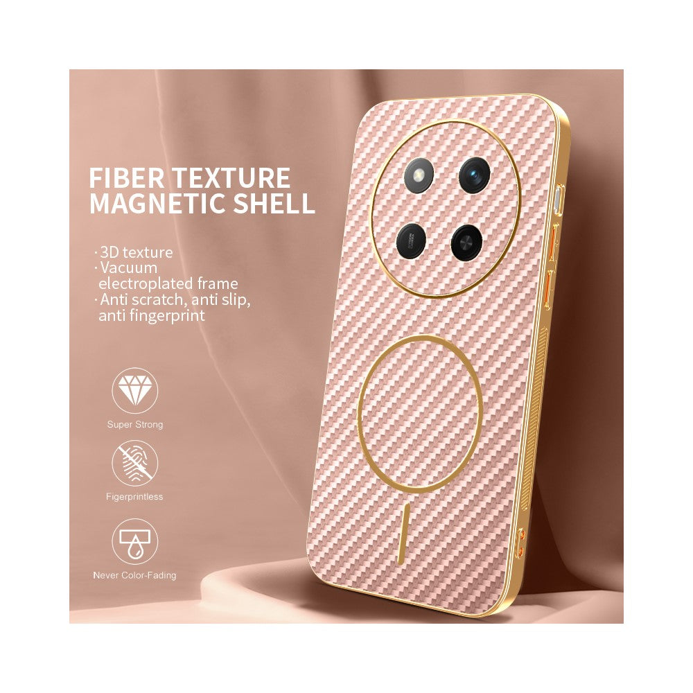 For Honor X60 Pro 5G / X9c 5G / Magic7 Lite 5G Phone Case Carbon Fiber Textured Electroplated TPU Back Cover