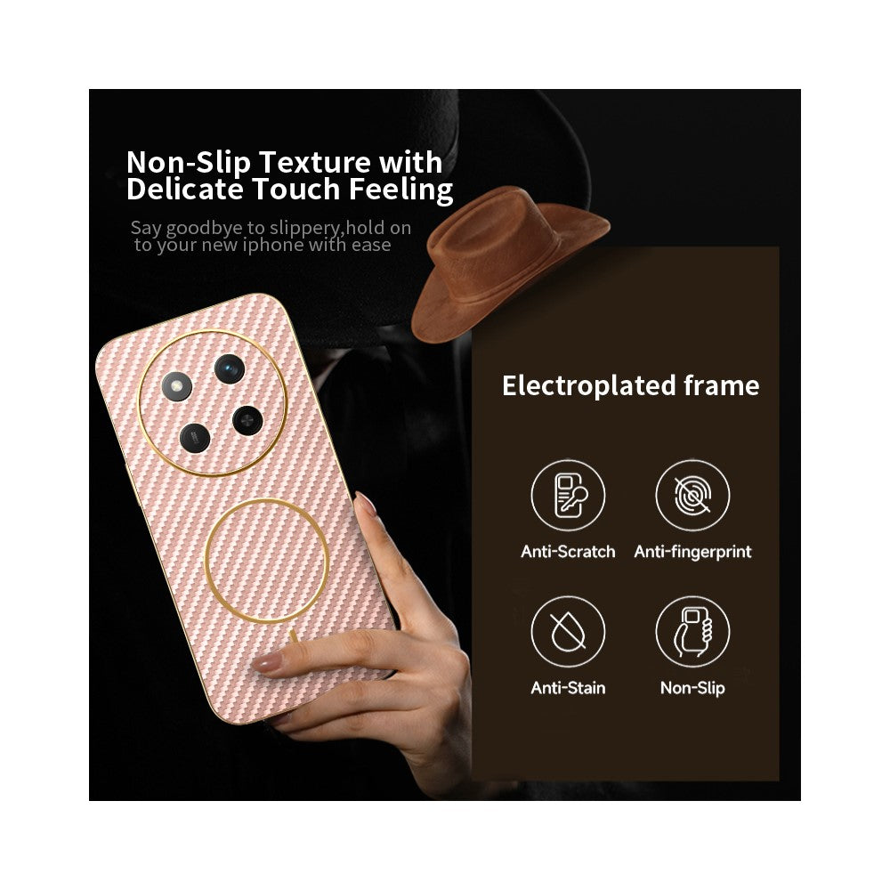 For Honor X60 Pro 5G / X9c 5G / Magic7 Lite 5G Phone Case Carbon Fiber Textured Electroplated TPU Back Cover