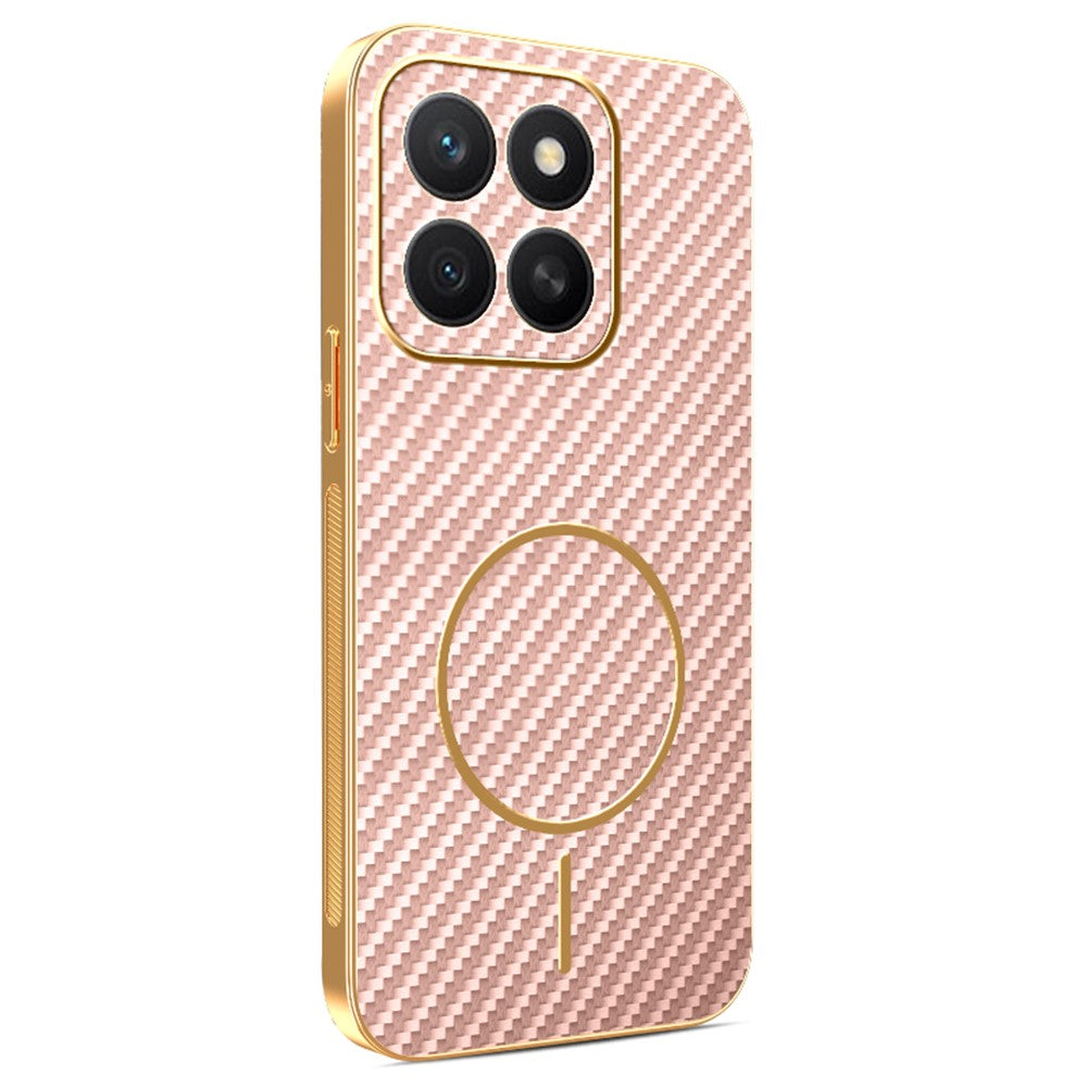 For Honor X8c 4G Phone Case Carbon Fiber Textured Electroplated TPU Back Cover