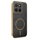 For Honor X8c 4G Phone Case Carbon Fiber Textured Electroplated TPU Back Cover