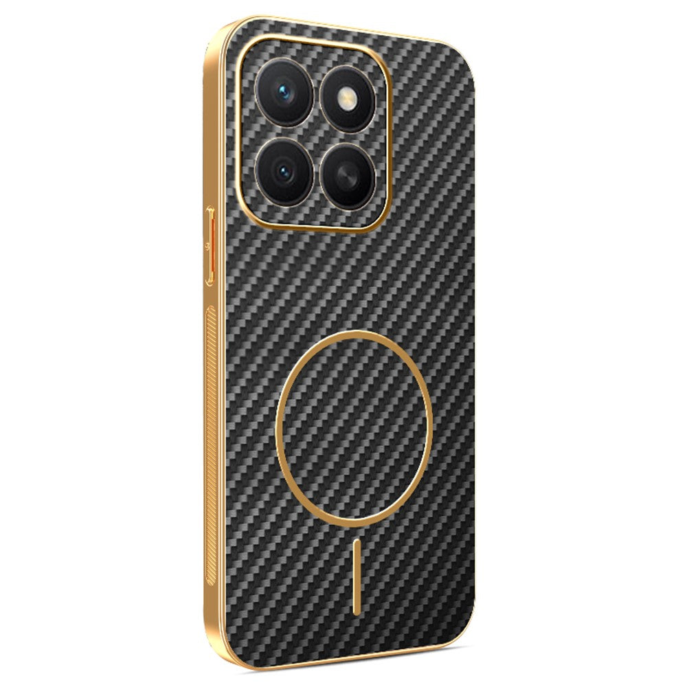 For Honor X8c 4G Phone Case Carbon Fiber Textured Electroplated TPU Back Cover