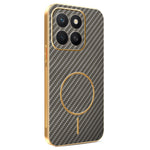 For Honor X8c 4G Phone Case Carbon Fiber Textured Electroplated TPU Back Cover
