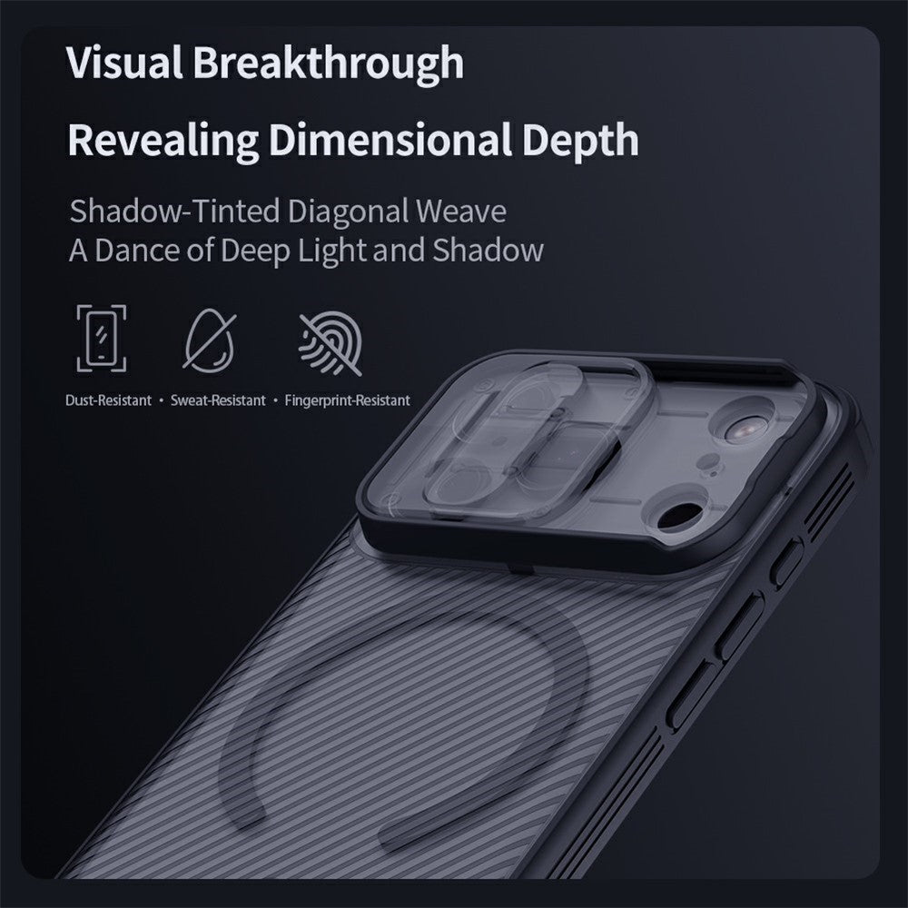 NILLKIN Camshield Pro Magnetic Series For iPhone 18 Pro Max / 17 Pro Max Case TPU + PC Clear Black Phone Cover with Camera Slider