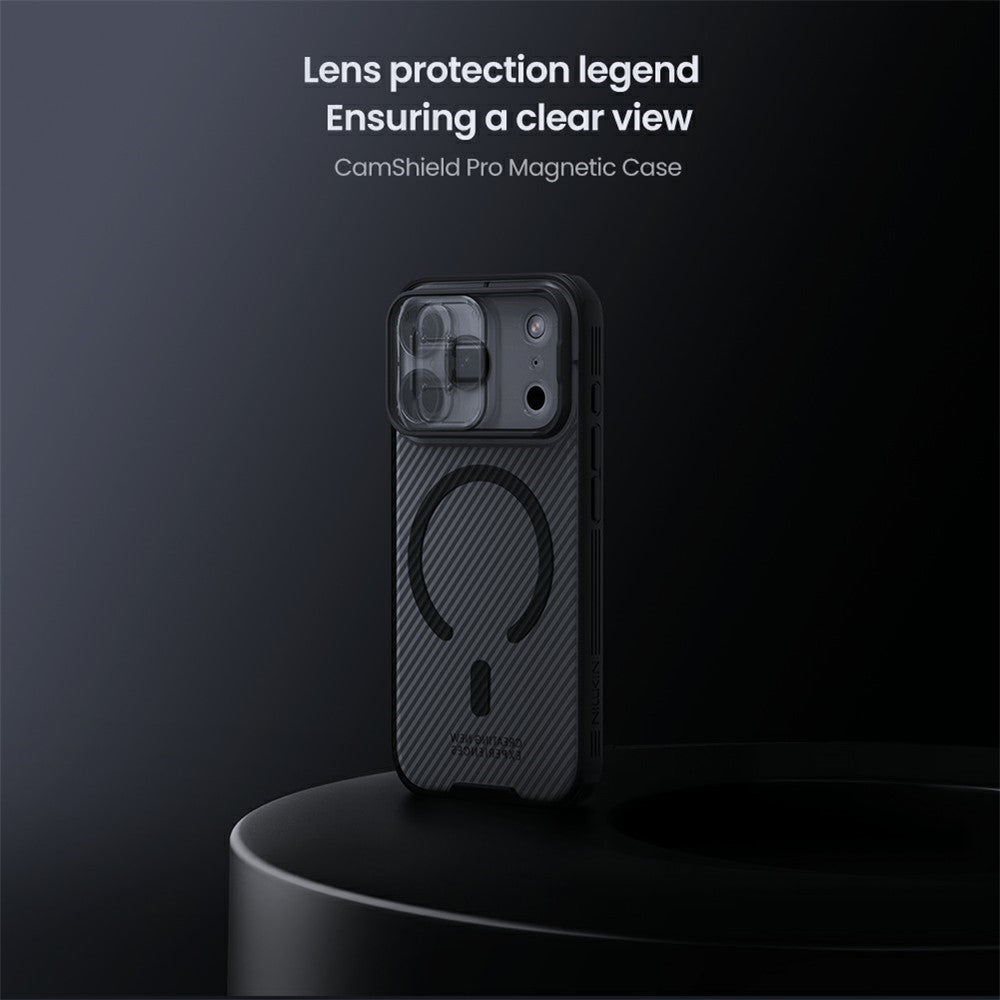 NILLKIN Camshield Pro Magnetic Series For iPhone 18 Pro Max / 17 Pro Max Case TPU + PC Clear Black Phone Cover with Camera Slider