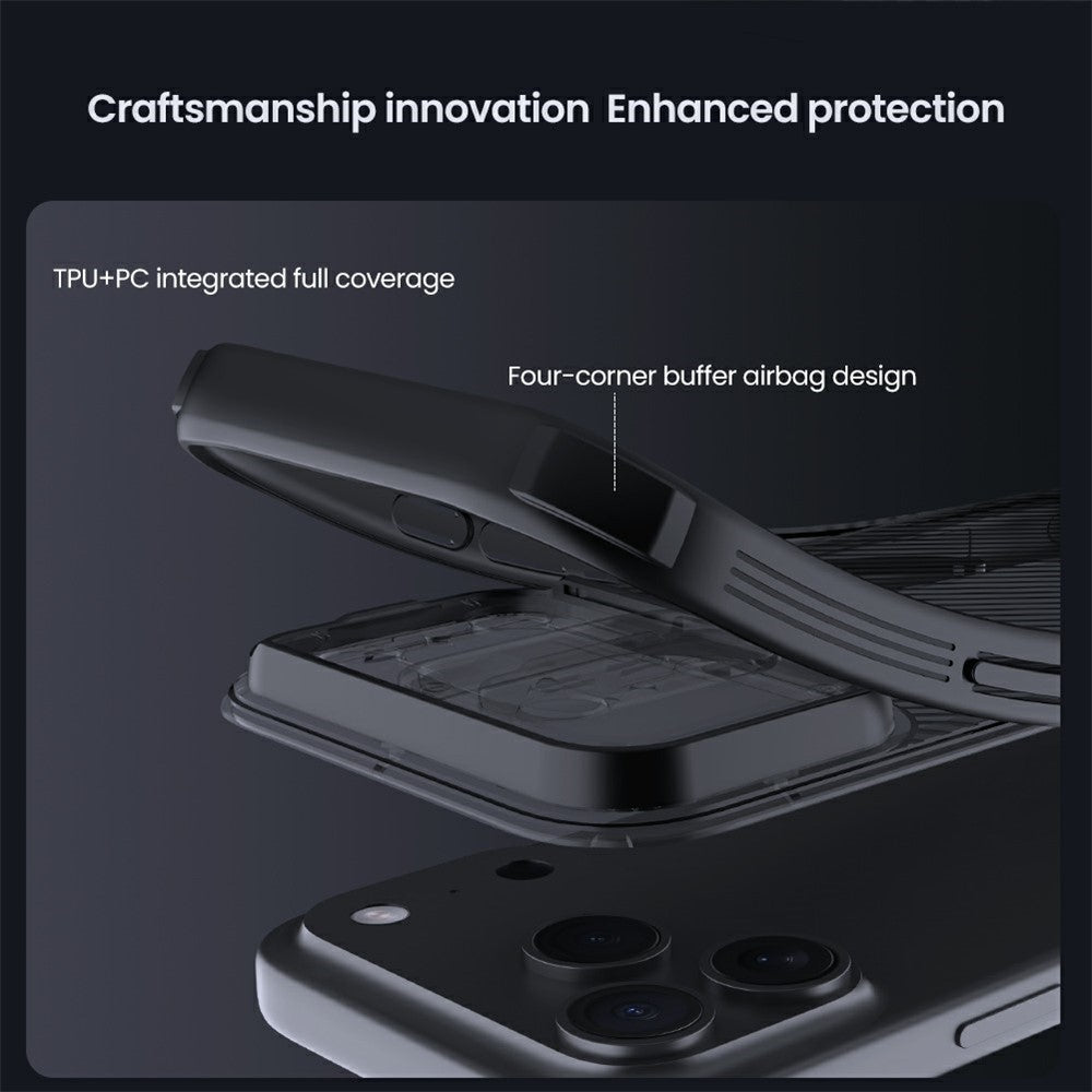 NILLKIN Camshield Pro Magnetic Series For iPhone 18 Pro Max / 17 Pro Max Case TPU + PC Clear Black Phone Cover with Camera Slider