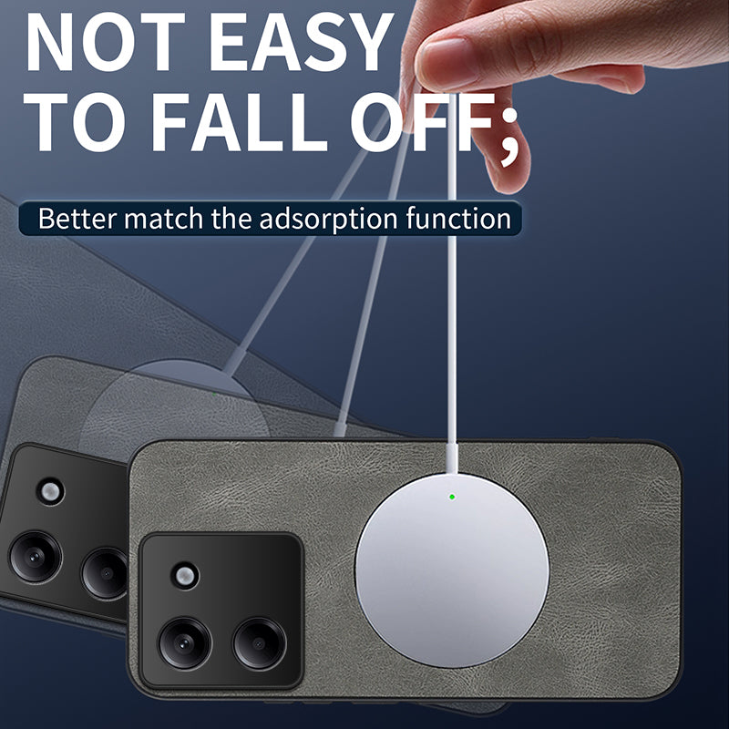 WANLONFENG For Xiaomi Poco M7 Pro 5G Magnetic Case  SD1 Series Nappa Texture PC TPU Phone Cover