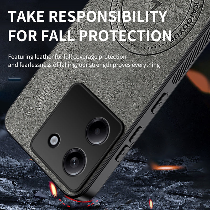 WANLONFENG For Xiaomi Poco M7 Pro 5G Magnetic Case  SD1 Series Nappa Texture PC TPU Phone Cover