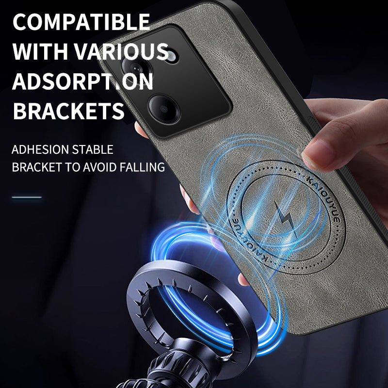WANLONFENG For Xiaomi Poco M7 Pro 5G Magnetic Case  SD1 Series Nappa Texture PC TPU Phone Cover