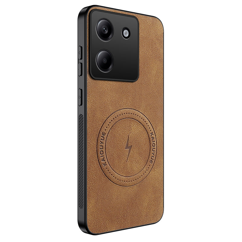 WANLONFENG For Xiaomi Poco M7 Pro 5G Magnetic Case  SD1 Series Nappa Texture PC TPU Phone Cover