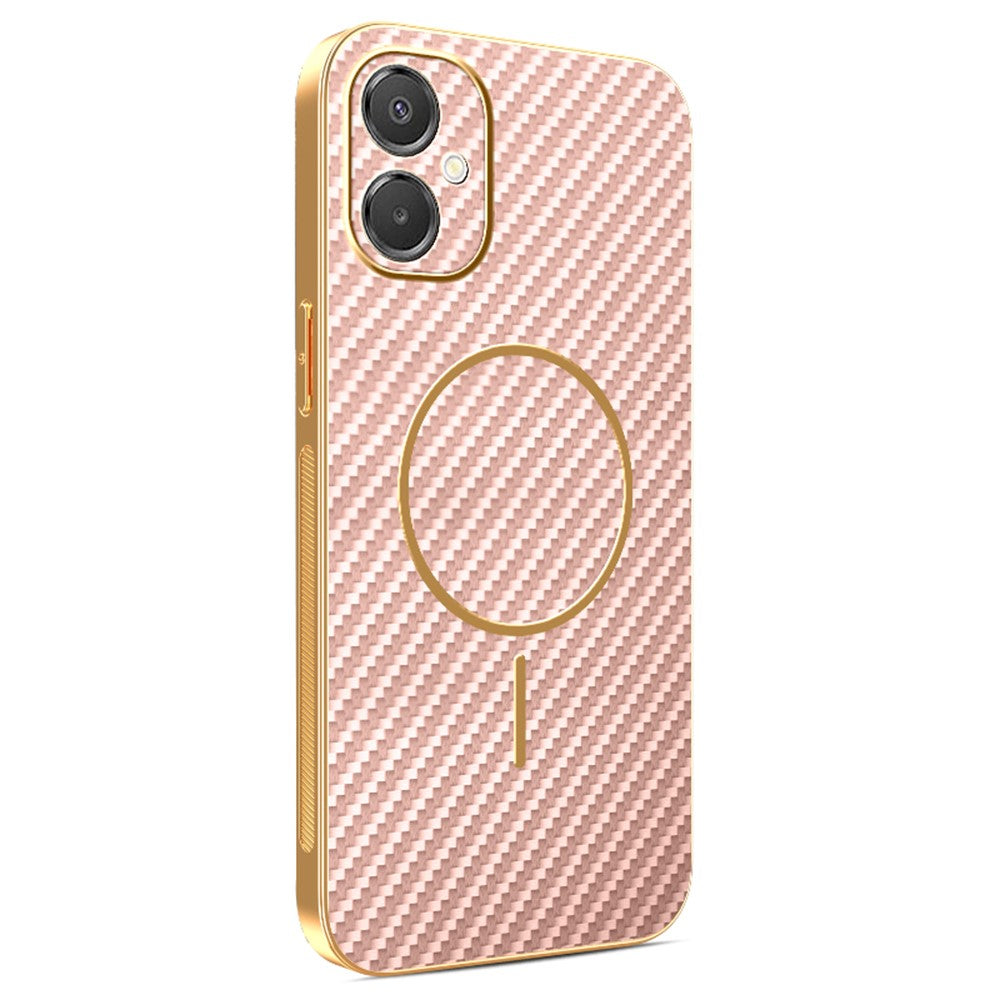 Phone Case For Samsung Galaxy A06 5G / F06 5G / M05 4G / M06 5G Carbon Fiber Textured Electroplated TPU Back Cover