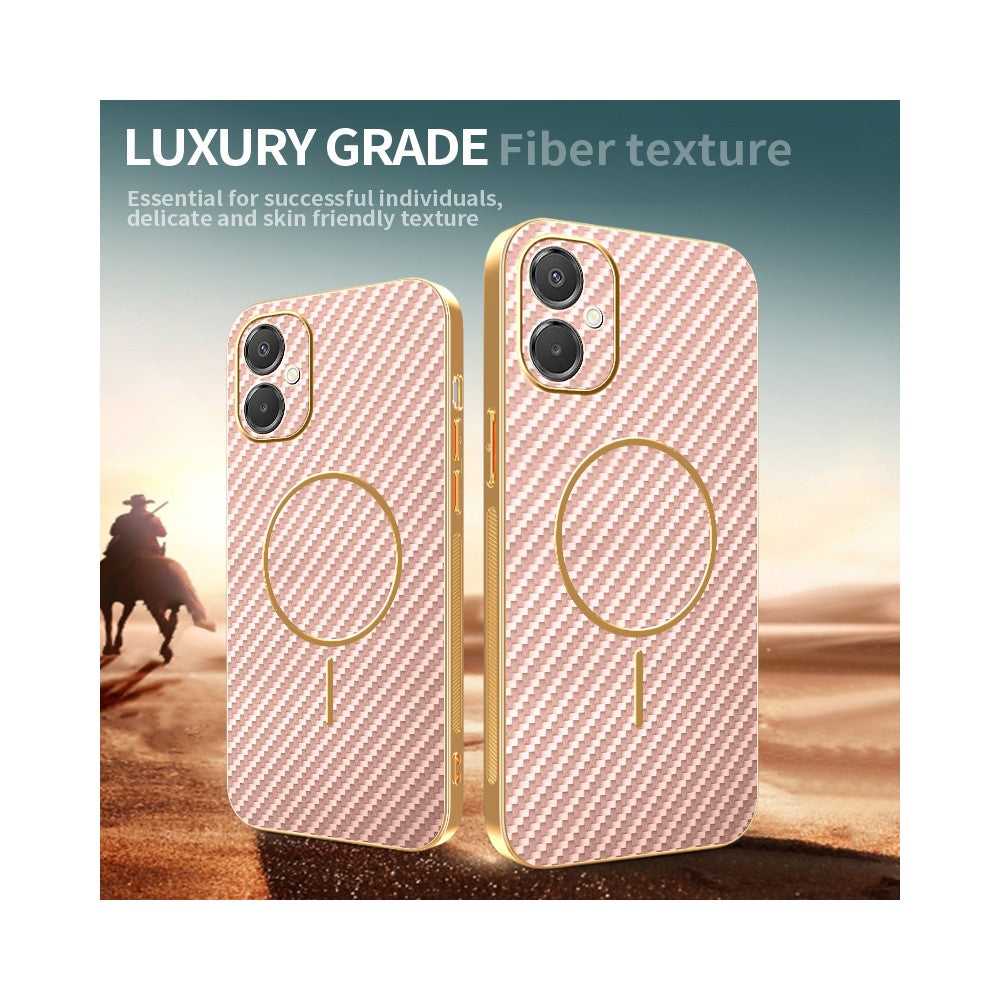 Phone Case For Samsung Galaxy A06 5G / F06 5G / M05 4G / M06 5G Carbon Fiber Textured Electroplated TPU Back Cover