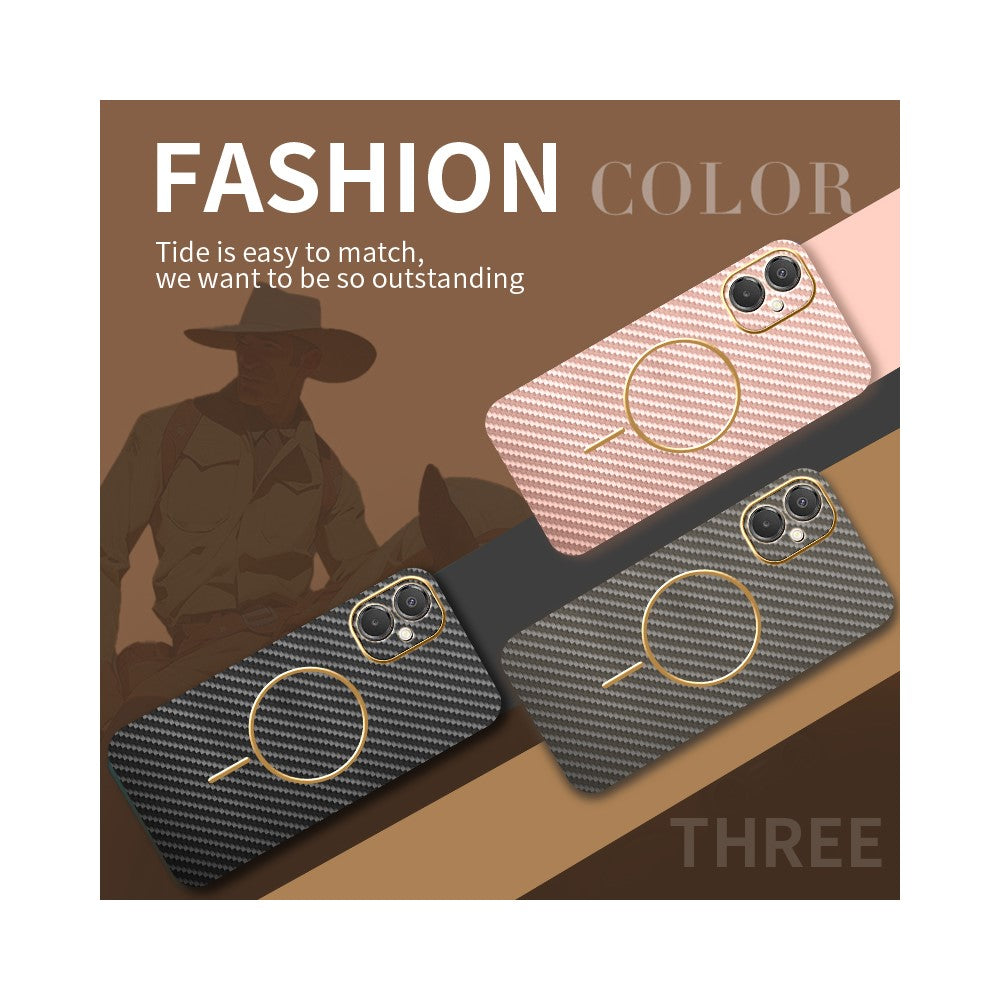 Phone Case For Samsung Galaxy A06 5G / F06 5G / M05 4G / M06 5G Carbon Fiber Textured Electroplated TPU Back Cover