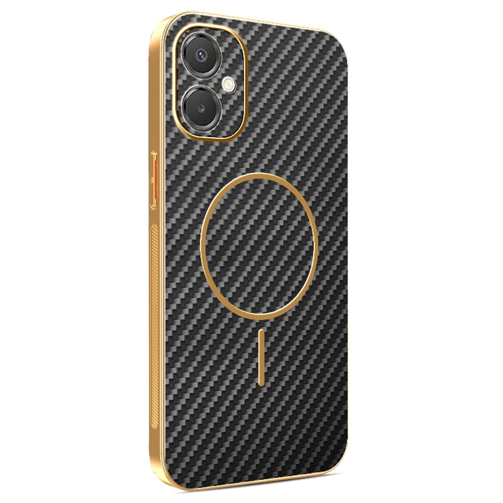 Phone Case For Samsung Galaxy A06 5G / F06 5G / M05 4G / M06 5G Carbon Fiber Textured Electroplated TPU Back Cover