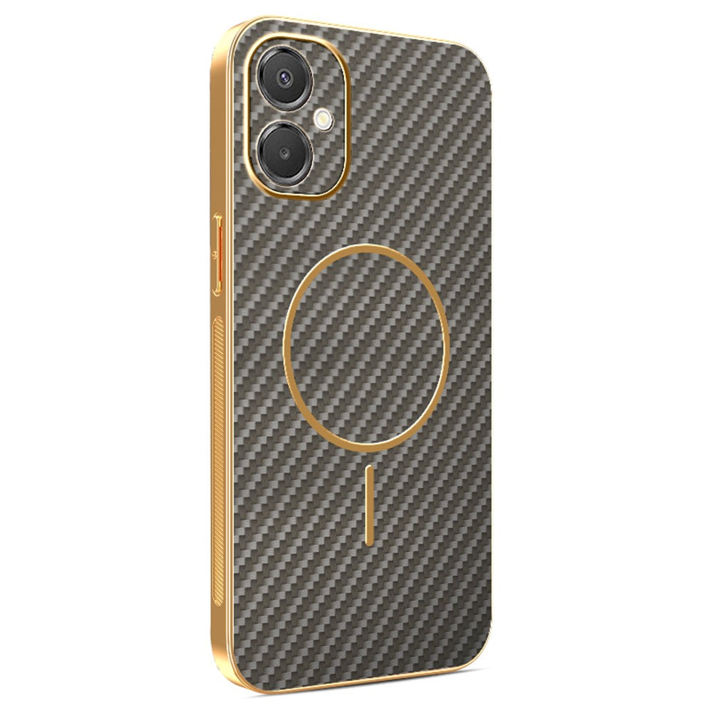 Phone Case For Samsung Galaxy A06 5G / F06 5G / M05 4G / M06 5G Carbon Fiber Textured Electroplated TPU Back Cover
