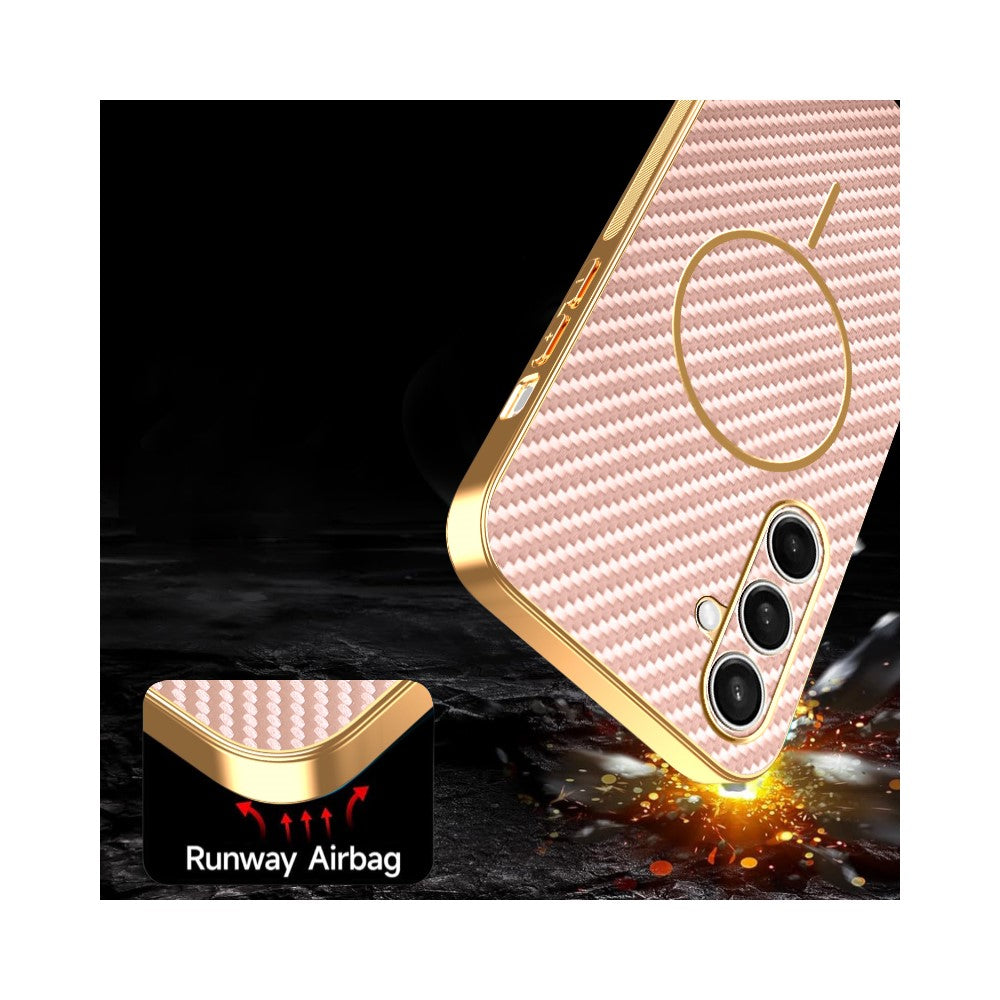 For Samsung Galaxy S25 FE Phone Case Carbon Fiber Textured Electroplated TPU Back Cover