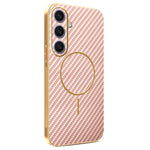 For Samsung Galaxy S24+ Phone Case Carbon Fiber Textured Electroplated TPU Back Cover