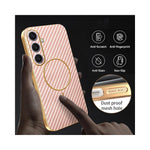 For Samsung Galaxy S24+ Phone Case Carbon Fiber Textured Electroplated TPU Back Cover