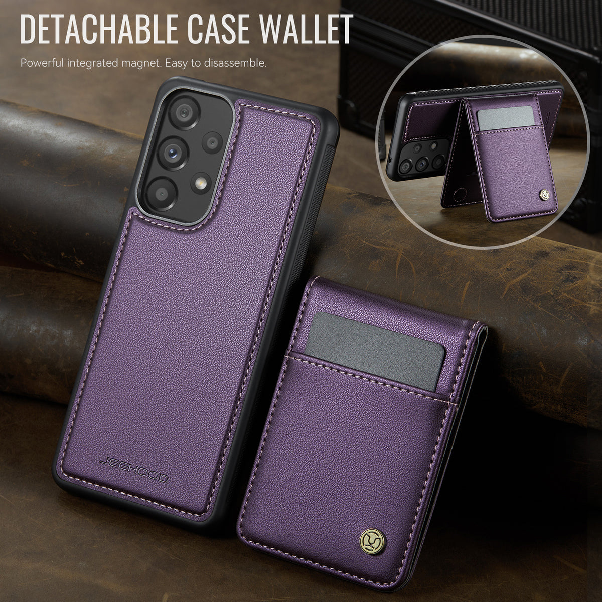 JEEHOOD For Samsung Galaxy A52 5G / Galaxy A52s 5G / Galaxy A52 4G Leather Back Cover Magnetic Case  J06 Phone Case with Card Bag RFID Blocking