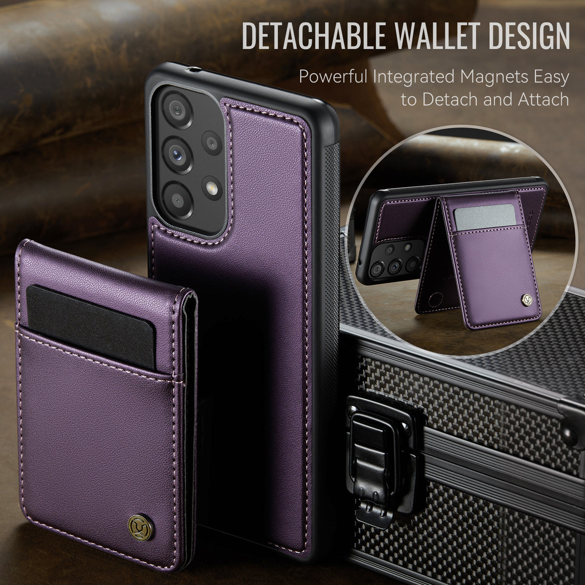 JEEHOOD For Samsung Galaxy A52 5G / Galaxy A52s 5G / Galaxy A52 4G Leather Back Cover Magnetic Case  J06 Phone Case with Card Bag RFID Blocking