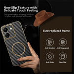 For Xiaomi Redmi 13C 4G / Poco C65 4G Phone Case Carbon Fiber Textured Electroplated TPU Back Cover