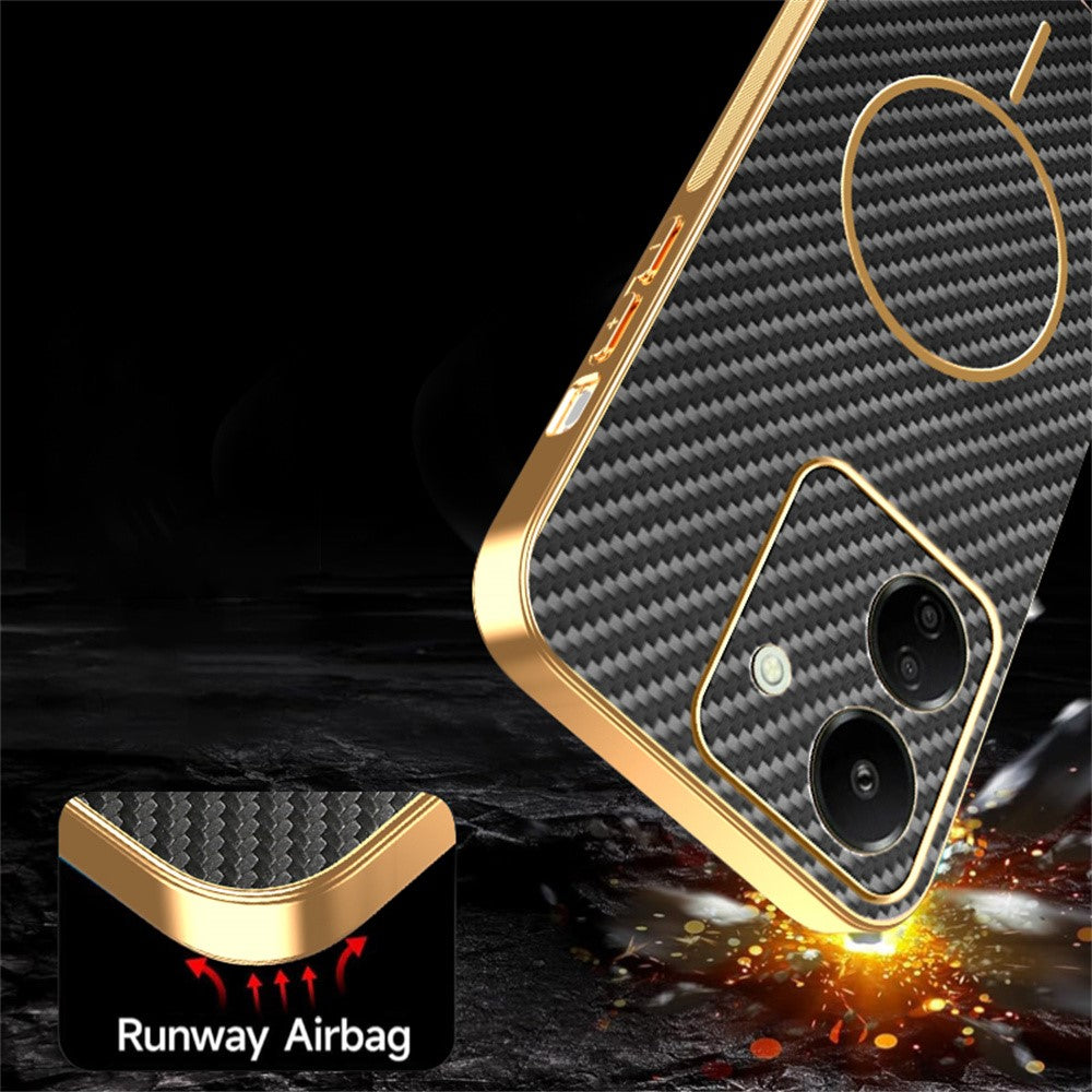 For Xiaomi Redmi 13C 4G / Poco C65 4G Phone Case Carbon Fiber Textured Electroplated TPU Back Cover