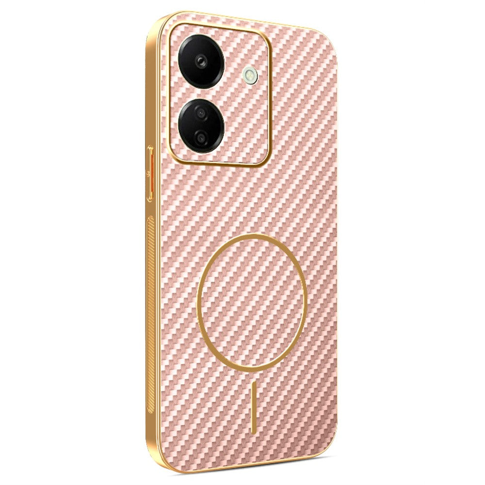 For Xiaomi Redmi 13C 4G / Poco C65 4G Phone Case Carbon Fiber Textured Electroplated TPU Back Cover