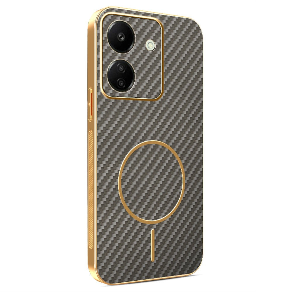 Xiaomi Redmi 13C 4G / Poco C65 4G mobilskal Kolfiber Texturerat Elektropläterat TPU Bakstycke