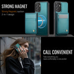 JEEHOOD For Samsung Galaxy A14 4G / Galaxy M44 5G / Galaxy A14 5G Leather Back Cover Magnetic Case  J06 Phone Case with Card Bag RFID Blocking