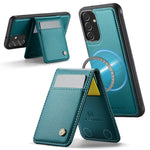 JEEHOOD For Samsung Galaxy A14 4G / Galaxy M44 5G / Galaxy A14 5G Leather Back Cover Magnetic Case  J06 Phone Case with Card Bag RFID Blocking