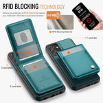 JEEHOOD For Samsung Galaxy A14 4G / Galaxy M44 5G / Galaxy A14 5G Leather Back Cover Magnetic Case  J06 Phone Case with Card Bag RFID Blocking