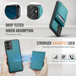 JEEHOOD For Samsung Galaxy A14 4G / Galaxy M44 5G / Galaxy A14 5G Leather Back Cover Magnetic Case  J06 Phone Case with Card Bag RFID Blocking