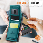 JEEHOOD For Samsung Galaxy A14 4G / Galaxy M44 5G / Galaxy A14 5G Leather Back Cover Magnetic Case  J06 Phone Case with Card Bag RFID Blocking