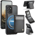 JEEHOOD For Samsung Galaxy A14 4G / Galaxy M44 5G / Galaxy A14 5G Leather Back Cover Magnetic Case  J06 Phone Case with Card Bag RFID Blocking