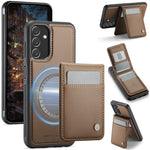 JEEHOOD For Samsung Galaxy A14 4G / Galaxy M44 5G / Galaxy A14 5G Leather Back Cover Magnetic Case  J06 Phone Case with Card Bag RFID Blocking