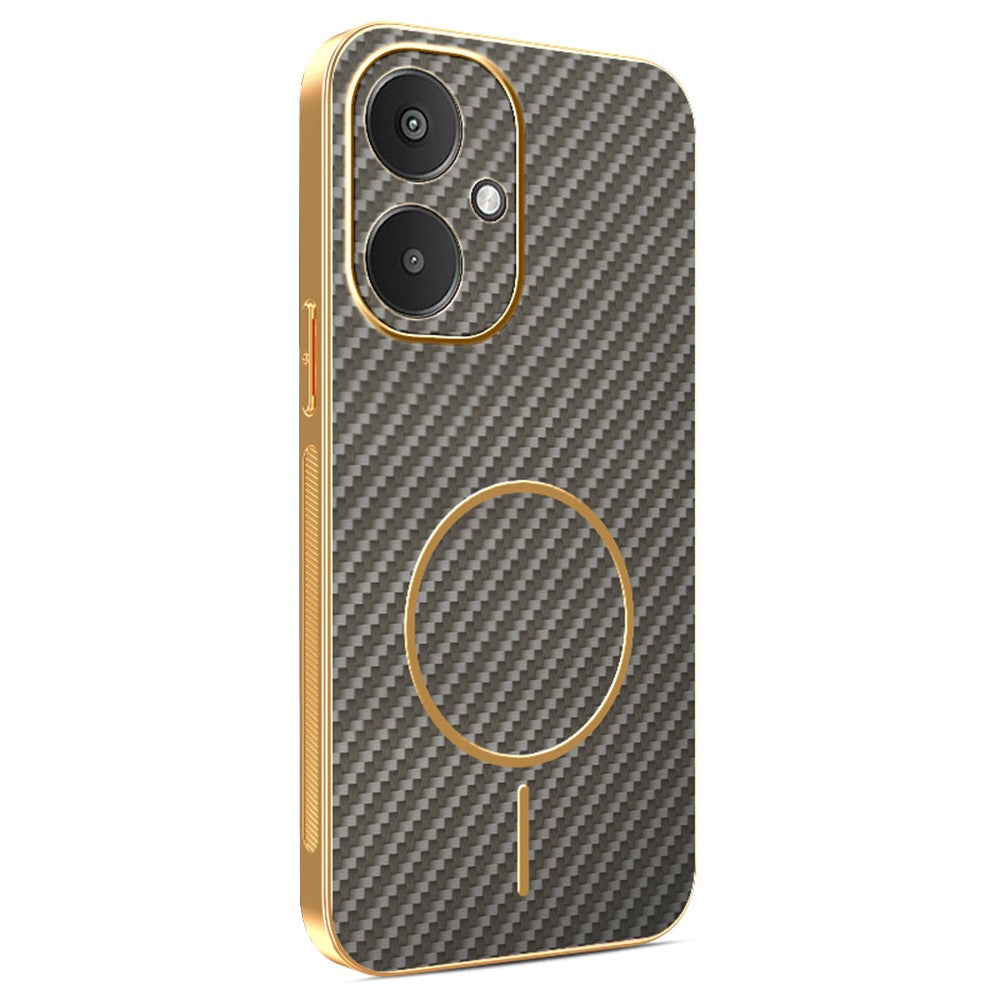 Telefoncover til Xiaomi Redmi 13C 5G / 13R 5G / Poco M6 5G med kulfibertekstur, galvaniseret TPU-bagside