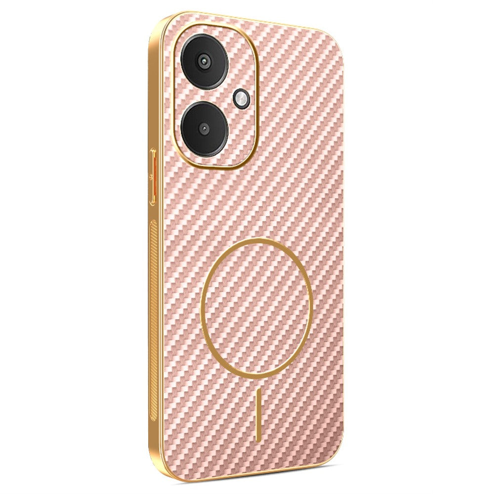 Telefoncover til Xiaomi Redmi 13C 5G / 13R 5G / Poco M6 5G med kulfibertekstur, galvaniseret TPU-bagside
