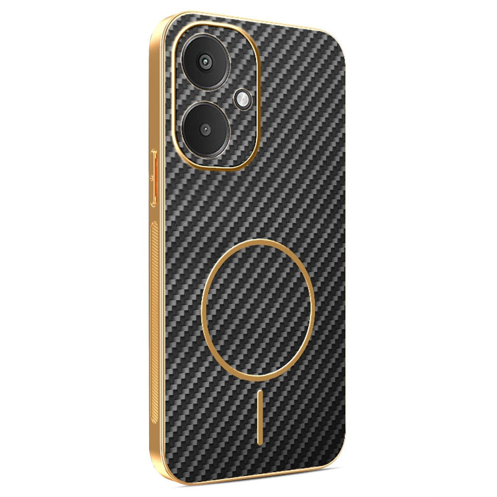 Telefoncover til Xiaomi Redmi 13C 5G / 13R 5G / Poco M6 5G med kulfibertekstur, galvaniseret TPU-bagside