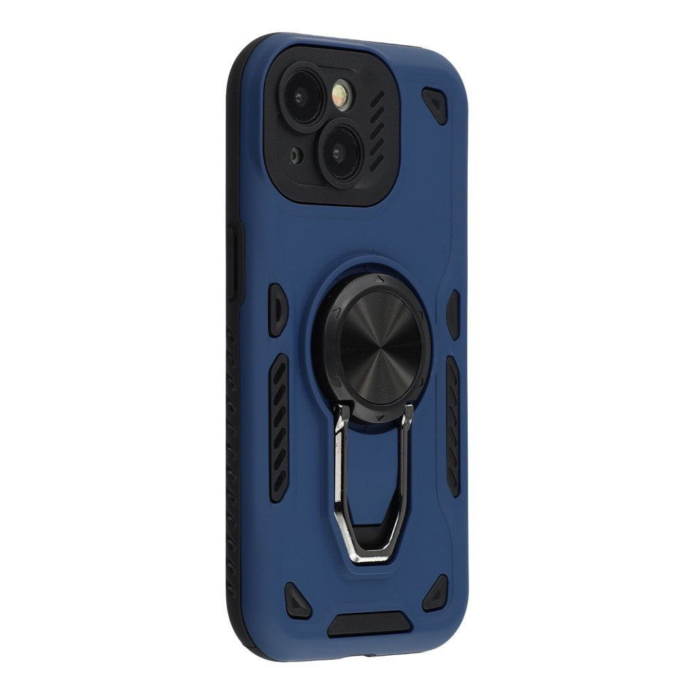 iPhone 14/13-skal med stativ, stötsäkert TPU + PC-bakstycke