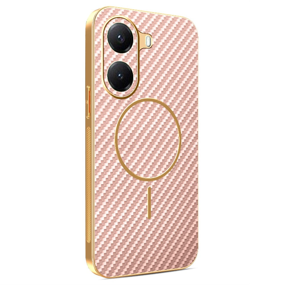 For Xiaomi Poco X7 Pro 5G / Redmi Turbo 4 5G Phone Case Carbon Fiber Textured Electroplated TPU Back Cover